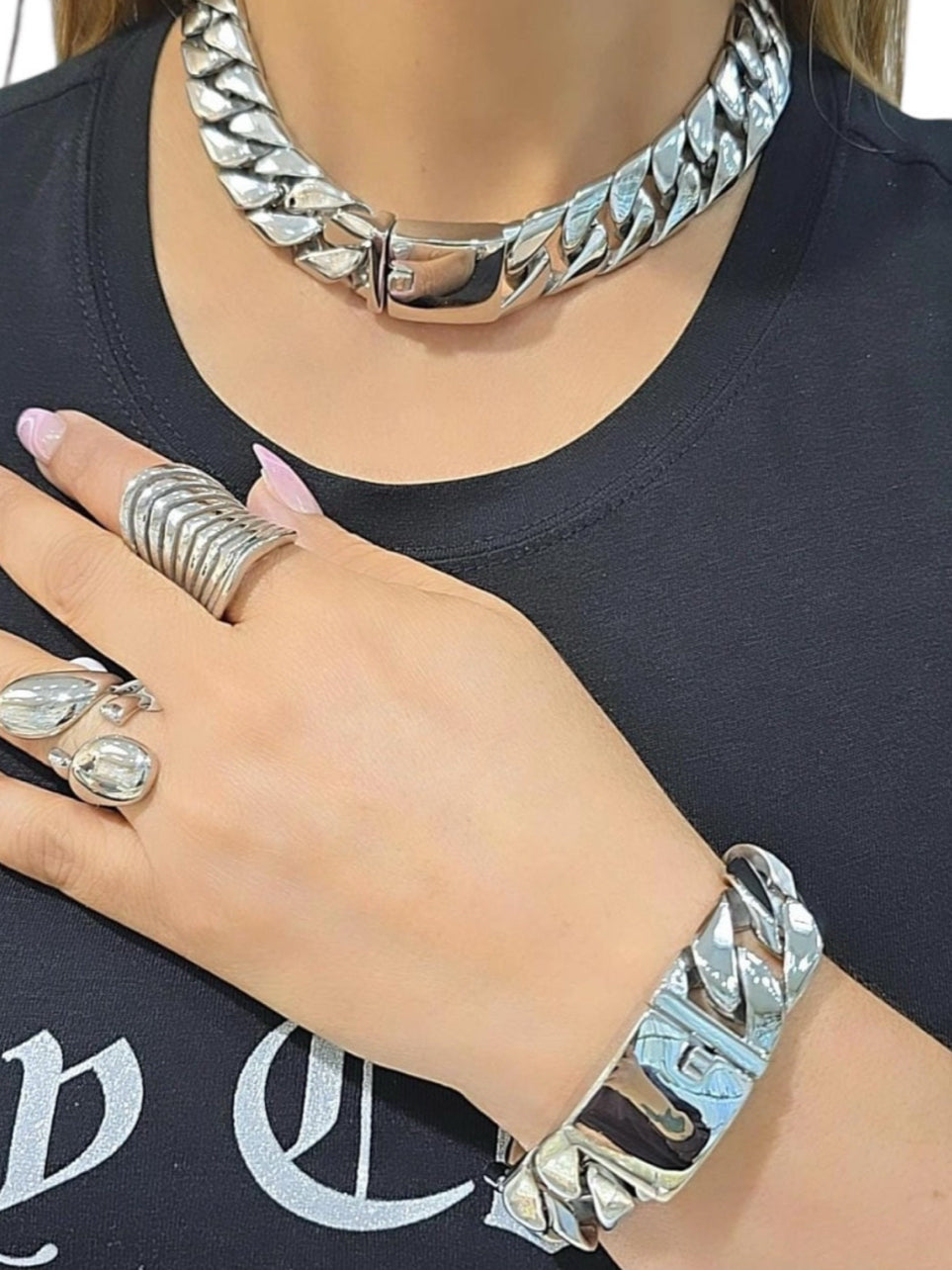 Props cuban link necklace set